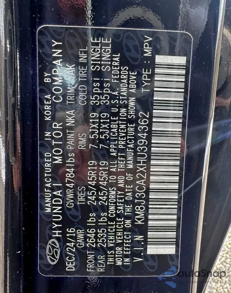 2017 Hyundai Tucson Limited z USA, uszkodzony, nr VIN KM8J3CA2XHU394362